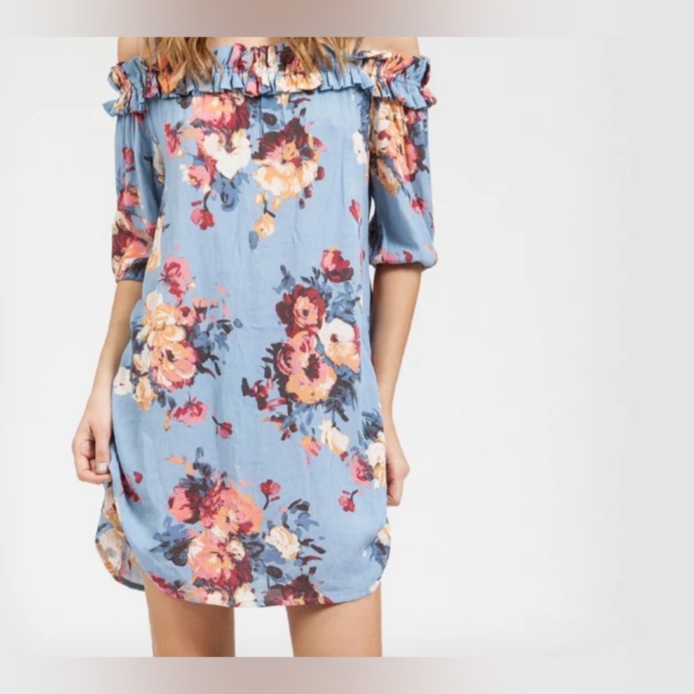 Blu Pepper - Floral Spring Dress - Blue Multi